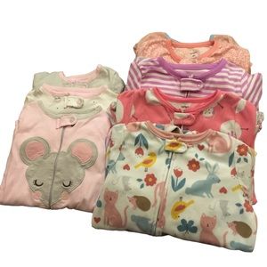SET OF 8 Footed One Piece Pajama Sleepers Size 4T Carters & Bundles Baby Place
